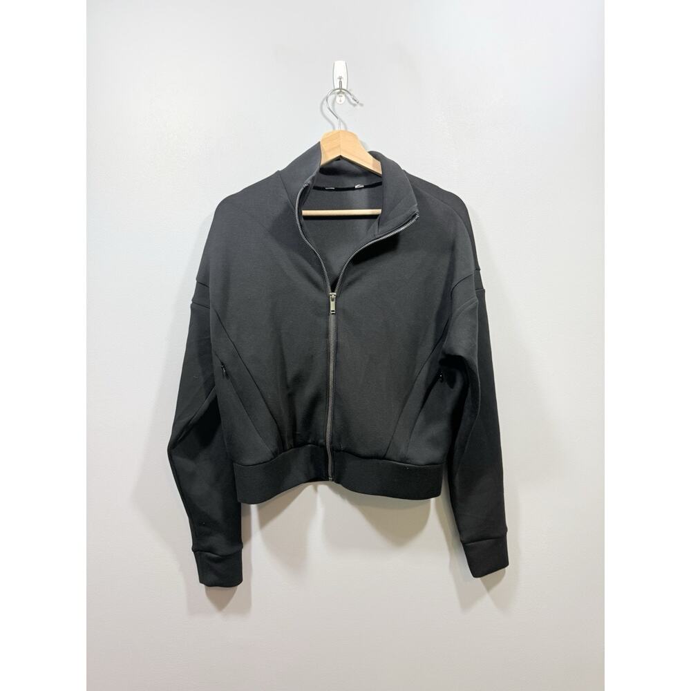 SPANX AirEssentials Full Zip Sweatshirt Relaxed Raglan in Very Black Sz S - Picture 4 of 12